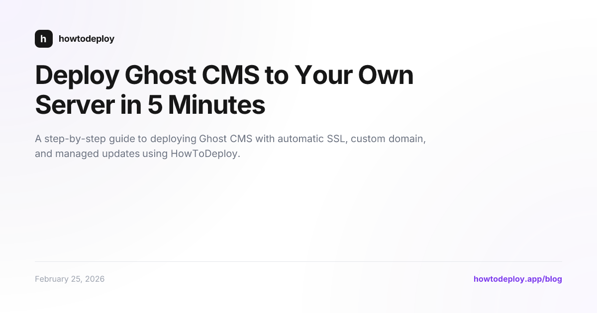 Deploy Ghost CMS to Your Own Server in 5 Minutes